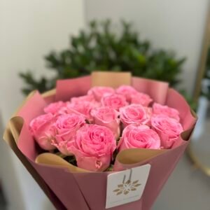 Rožinių rožių puokštė „Švelni meilė“